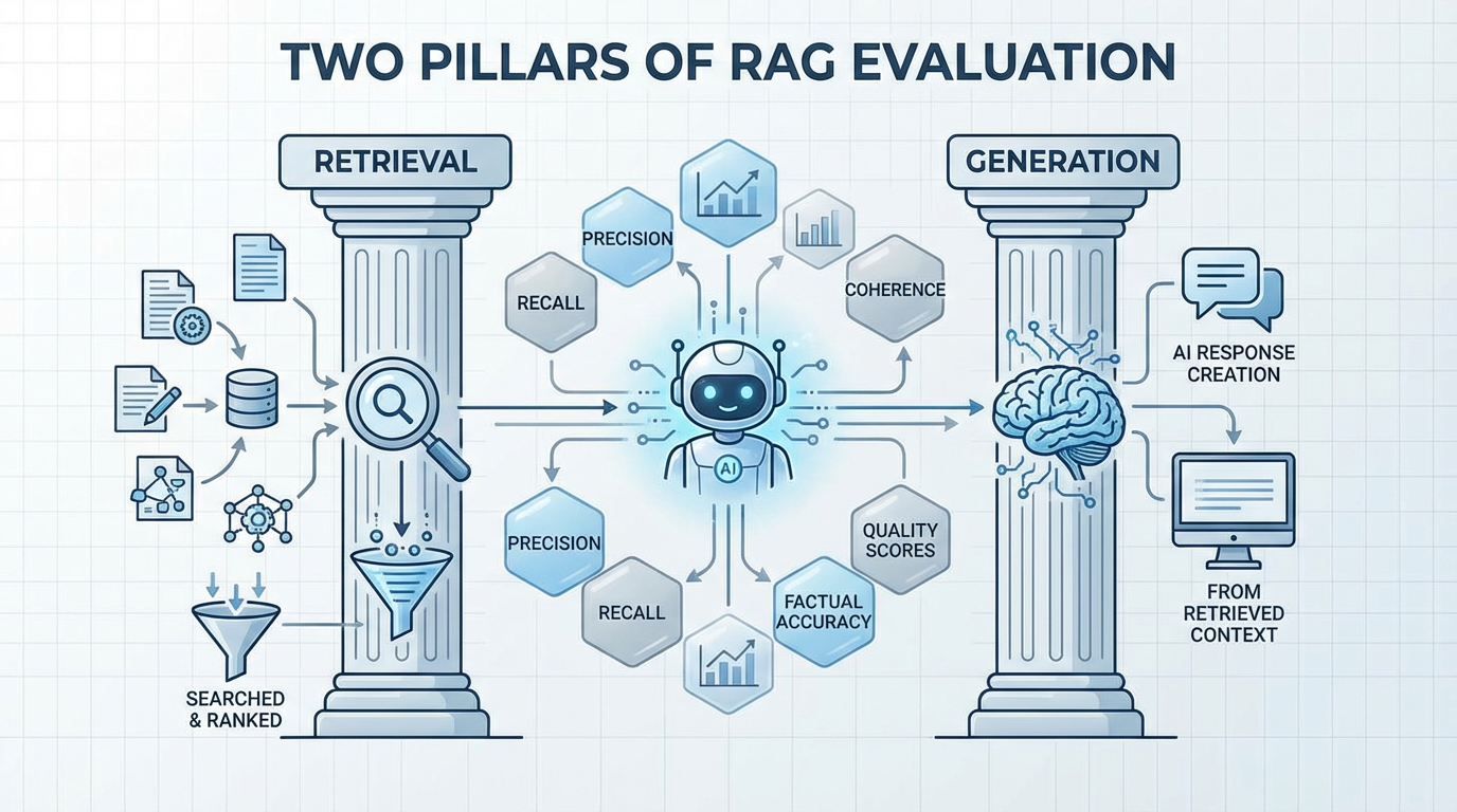 The Two Pillars of AI Agent Evaluation: Mastering Retrieval and Generation for Reliable RAG Systems